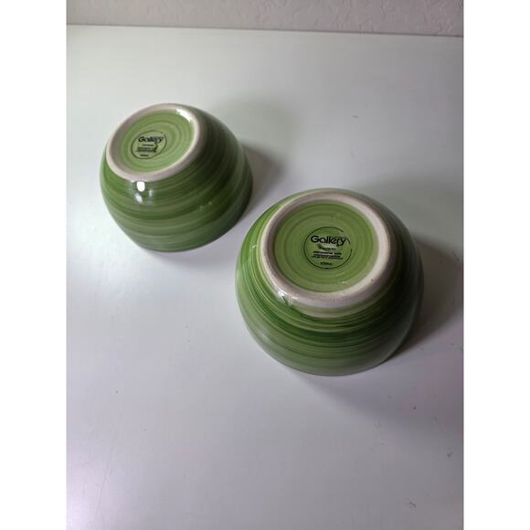 TABLETOPS GALLERY Green Swirl MONTEREY Soup Cereal Bowl Set of 2 - Picture 7 of 9